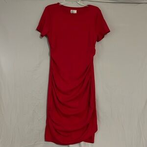 Red ruched t-shirt dress by Ampersand Avenue Size L Excellent condition